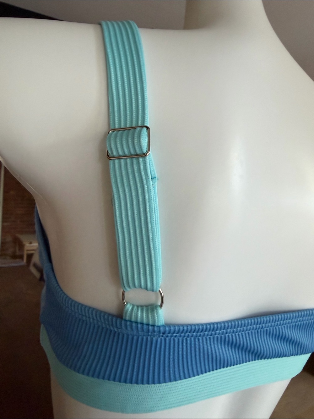 Blue Two-Tone Ribbed Bikini Set - Picture 4 of 10
